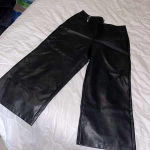 Wide Leg Leather Pants